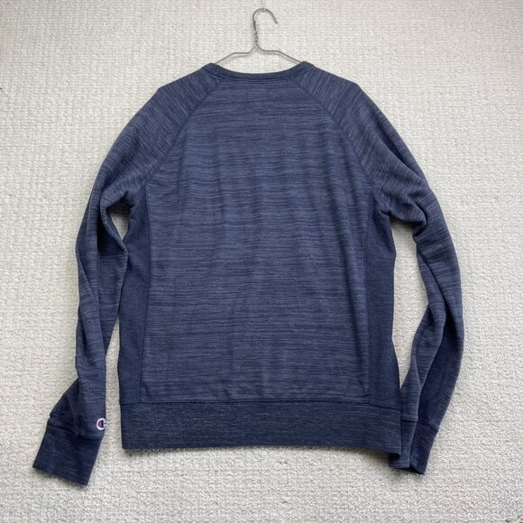 Champion Sweatshirt Men's M Long Sleeve Embroidered V-Stitch Crew Neck Navy - Picture 12 of 12